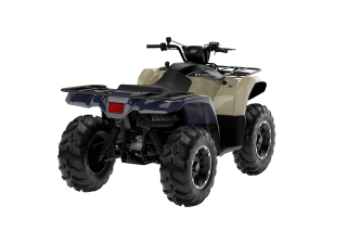 Beige-blauwe Yamaha Kodiak 450 ATV, schuin van achteren